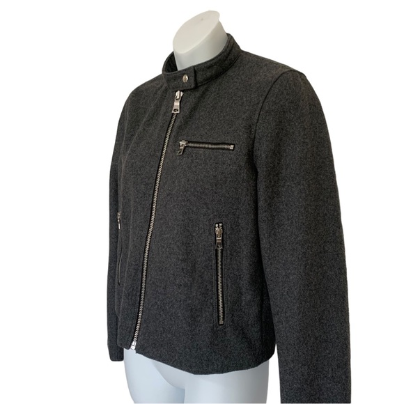 Gap Recycled Wool Charcoal Grey  Zip Biker Jacket Size Small - Picture 4 of 7
